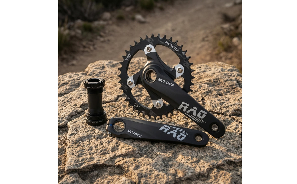 CNC-Machined Mountain Bike Crankset 104BCD Crankset with Bottom Bracket 170mm Chainset Lightweight for Cyclists, Trail Riding, Drivetrain Upgrade