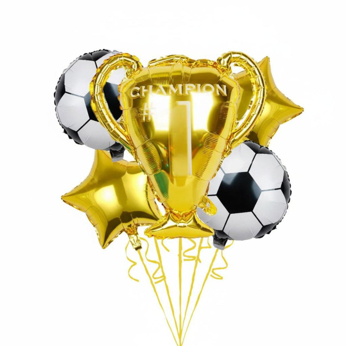 5 Pieces Large Size Champion Award Foil Balloon Reusable Soccer Ball Foil Balloon Self-Sealing for Children, Parents