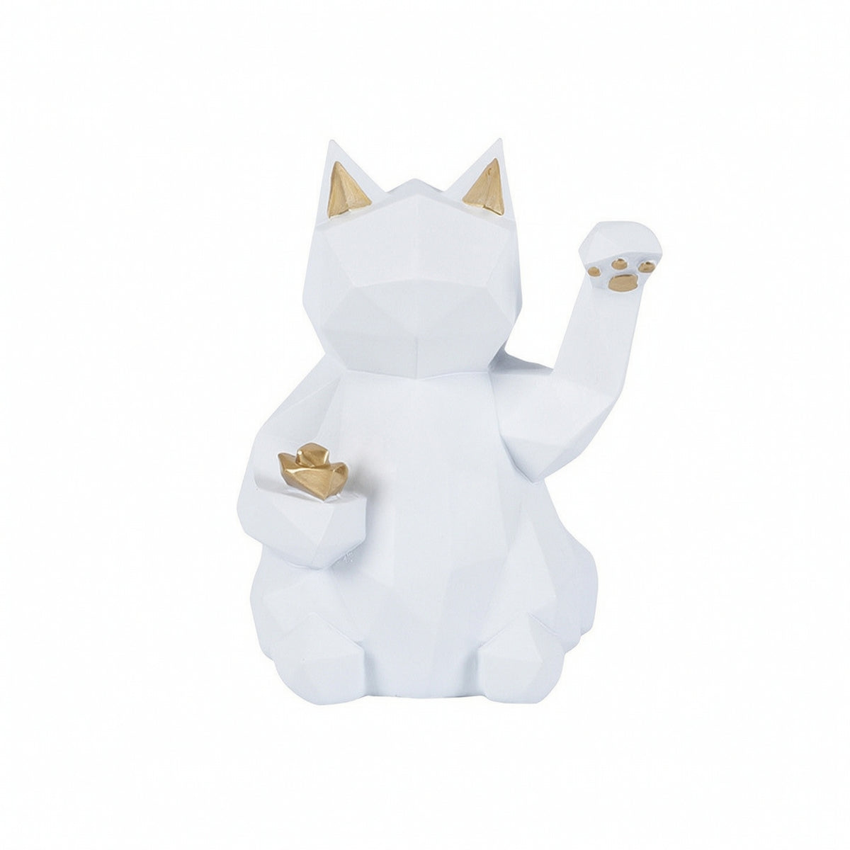 Fortunate Cat Figurine Faceted Auspicious Cat Figure Figurine Matte Auspicious animal Figure Statue for Desk