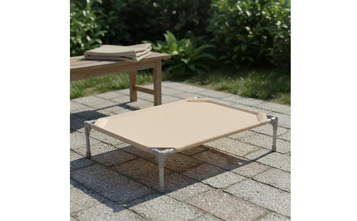 Sturdy Steel Frame Elevated Dog Bed Non-Slip Feet Raised Dog Cot Moisture-Proof Elevated Pet Bed Rust-Resistant for Cats, Travel