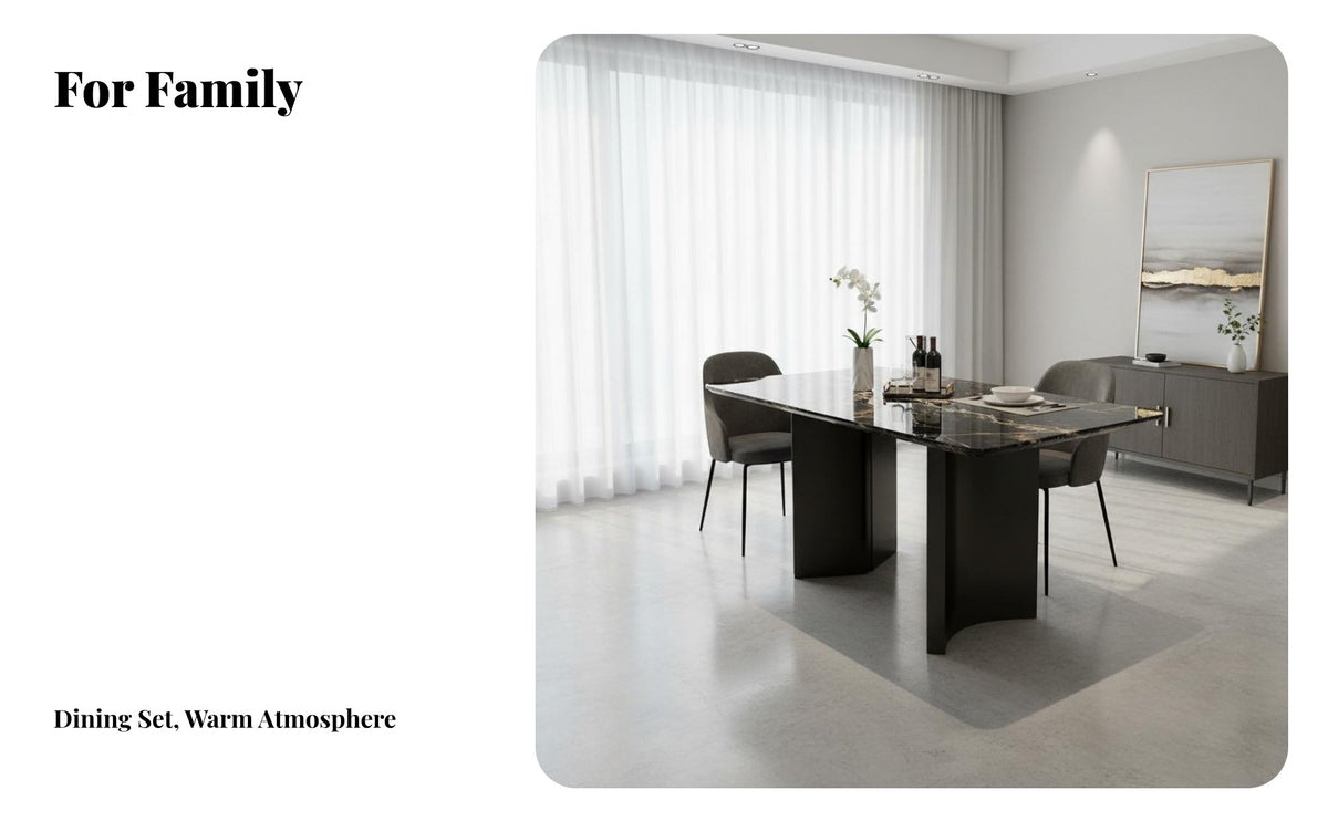Rectangular Dining Table High-End Feel Rectangular Marble Top Table Easy to Clean Home Furniture for Apartment Dwellers, Homeowners, Restaurant