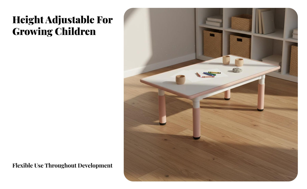 Multi-Functional children's Lifting Study Table Easy to Clean Kids Art Table and Chair Set Rounded Corners Writable Drawing Desk Sturdy Construction for Preschoolers, Toddlers, Teachers, Kindergarten, Playroom, Daycare, Classroom
