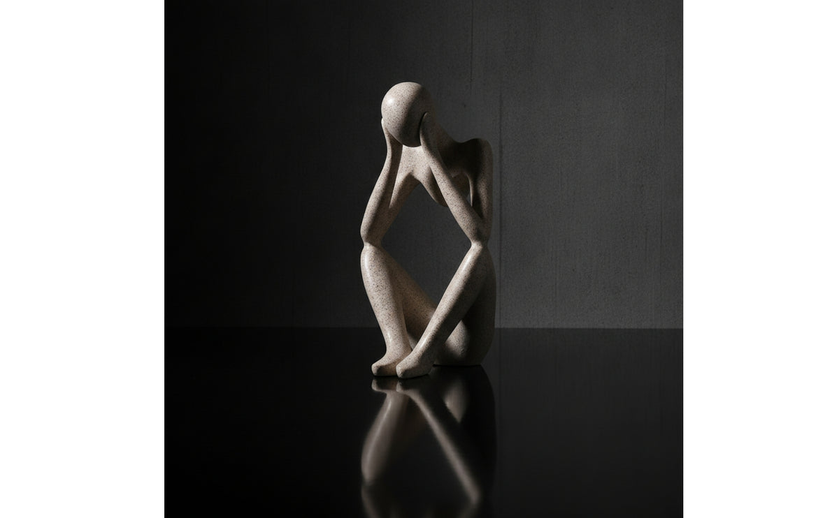 Artistic Abstract Human Sculpture Modern Abstract Human Figurine Minimalist Stone-Textured Figurine Freestanding for Art Lovers, Homeowners, Living Room, Bookshelf, Office, Reception Desk