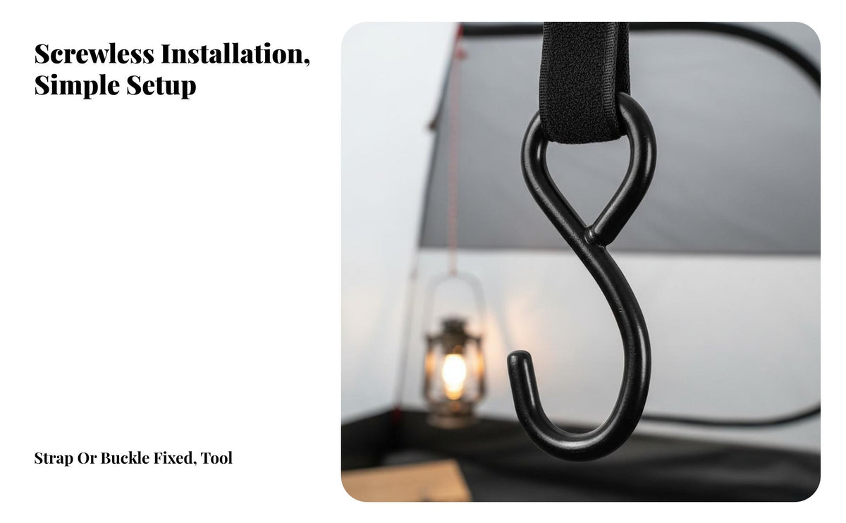 Punchno-Drill Strap-on Utility Hook High Load-Bearing Hook-and-Loop Fastener Strap Hook Heavy-Duty Hanging Accessory Easy Installation for Motorcycle Riders, People with Disabilities, Camping, Outdoor, Shopping Trolley, Pedal Cycle