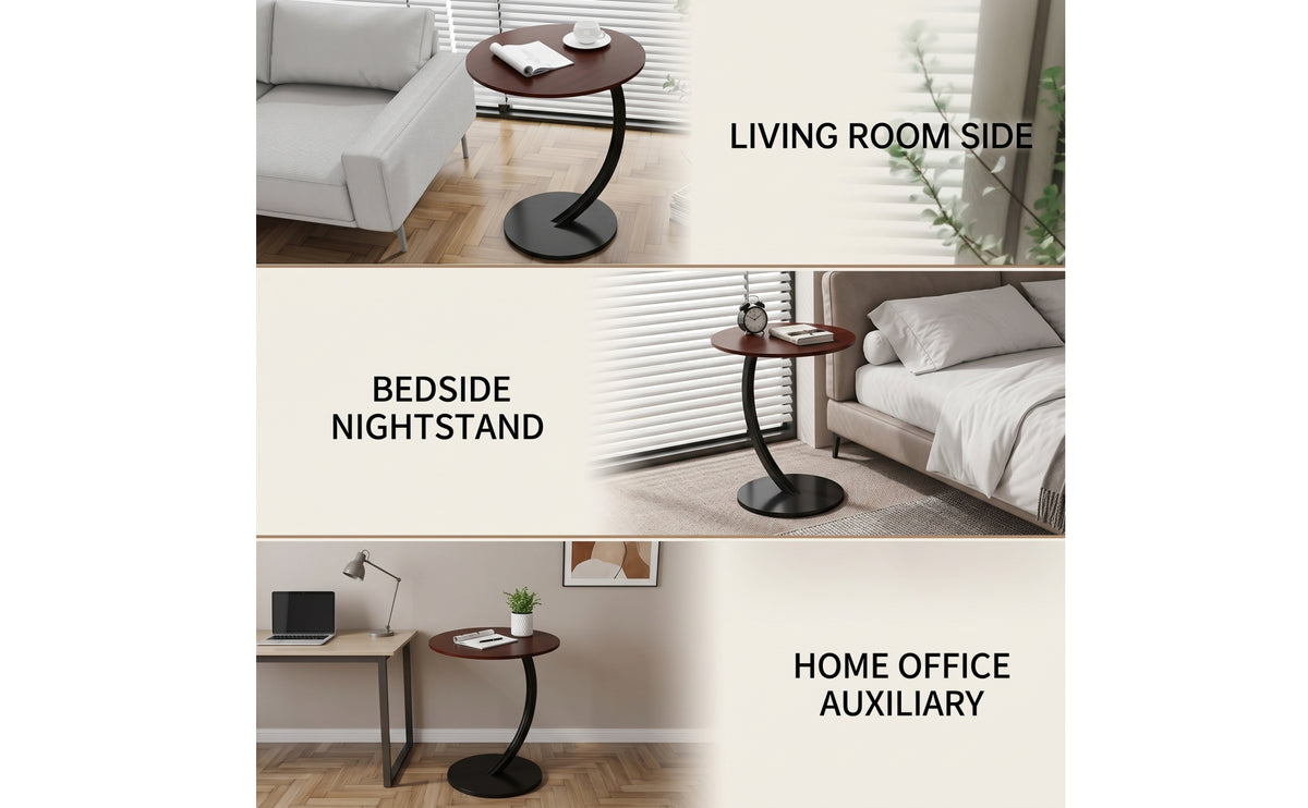 Round Side Table Modern Two-Tier Side Table Space-Saving Nightstand with Storage Shelf for Living Room, Bedroom