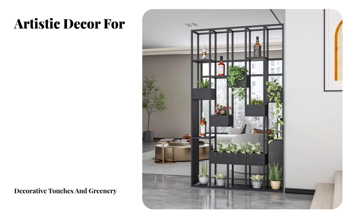 Industrial Design Freestanding Geometric Divider Multi-Functional Slatted Partition with Shelves Modern Design Household Furniture Does Not Block Light for Apartment Dwellers, Interior Designers, Closed off Ice Managers, Living Room, Entrance, Bar