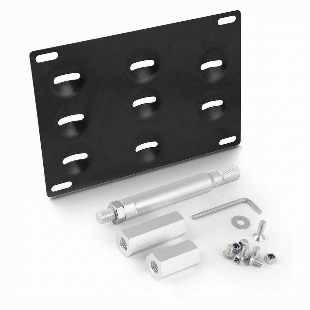 Vehicle Registration Plate Bracket with Tow Hook Rod Adjustable Tow Hook Vehicle Registration Plate Bracket Easy Install for Car Enthusiasts