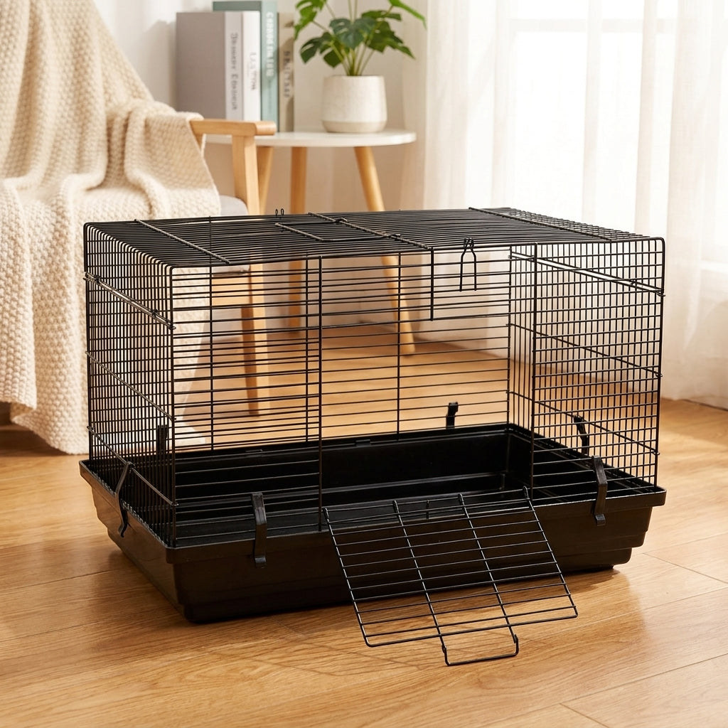 Syrian Hamster Cage Habitat with Wire Mesh and Tray, Simple Style Hamster Home for Indoor Use, Irregular Shape Winter Summer Habitat