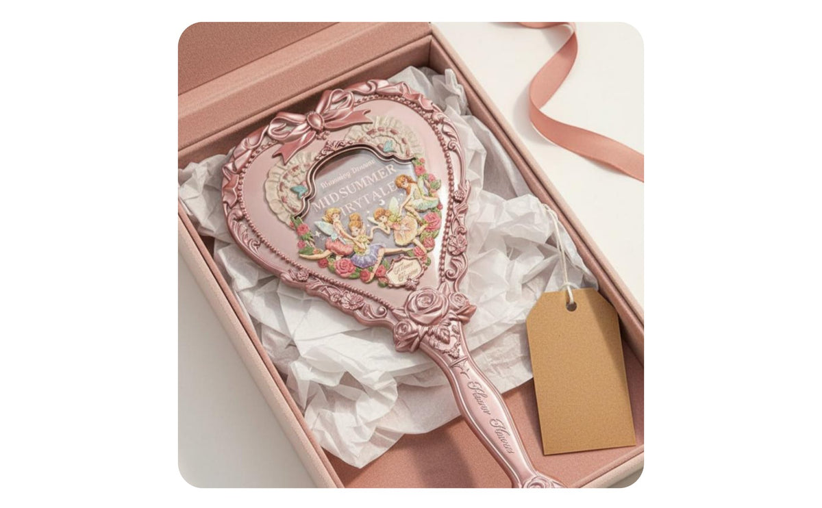 Handheld Mirror Cute Rococo Hand Mirror Ornate Frame Beauty Accessory for Makeup, Dressing Table