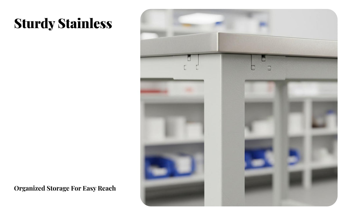 Stainless Steel Work Table Anti Stainless Steel Workbench Easy to Clean Heavy Duty Work Table for Mechanics, Chefs, Workshop, Cafeteria, Bar