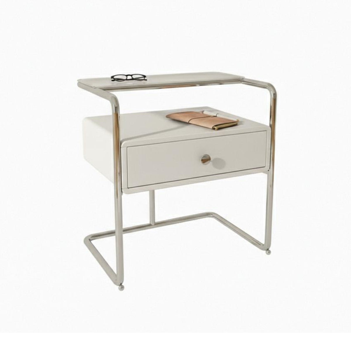 Light Luxury design 3-Tier Glass Accent Table Modern Design Nightstand Multi-Functional Household Furniture Space-Saving for Apartment Dwellers, Homeowners, Students, Bedroom, Living Room, Entryway, Office