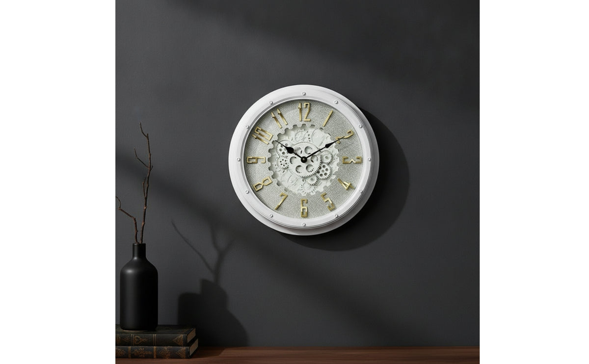 Retro Gear Wall Clock Non-Ticking Industrial Wall Clock Quiet Steampunk for Living Room