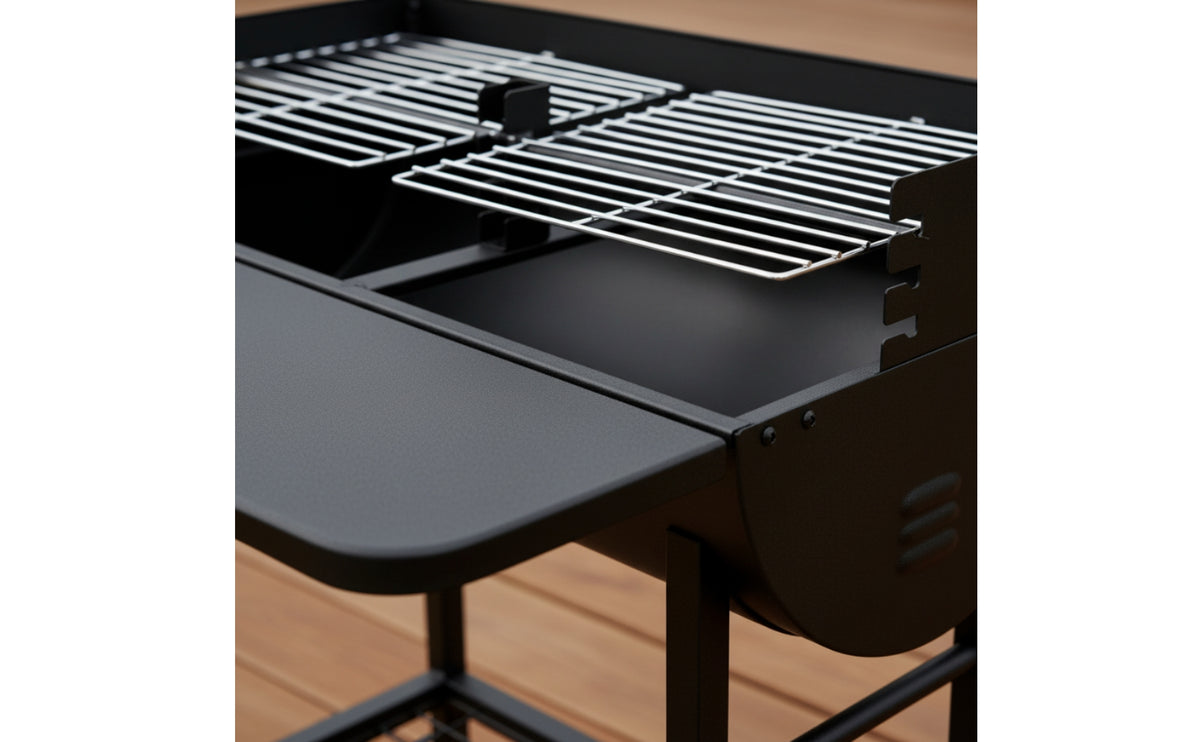 Large Capacity Charcoal Grill with Wheels Heavy Duty Outdoor Charcoal Grill Portable Barbecue Cooker with Wheels Weather-Resistant for Campers