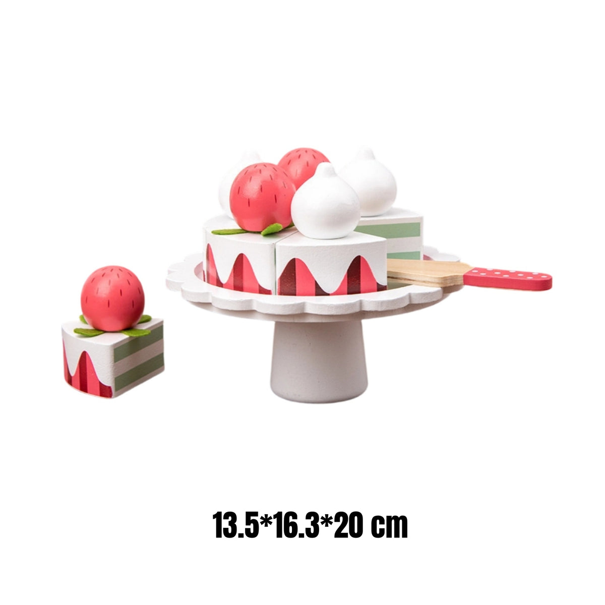 Wooden Birthday Cake Play Set Wooden Birthday Cake Set Round Base Decorative Toppers for Children