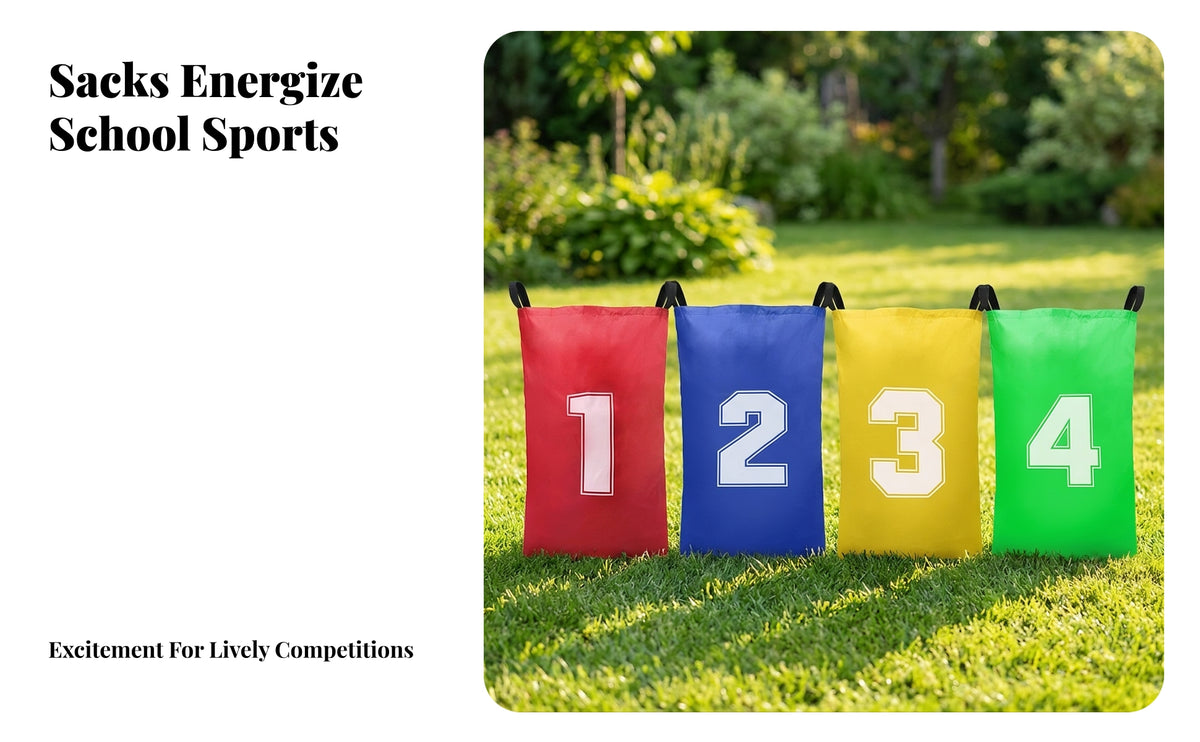 4 Pieces Jumping Sack with Handles | Printed Race Numbers polyester Construction, for Field Day