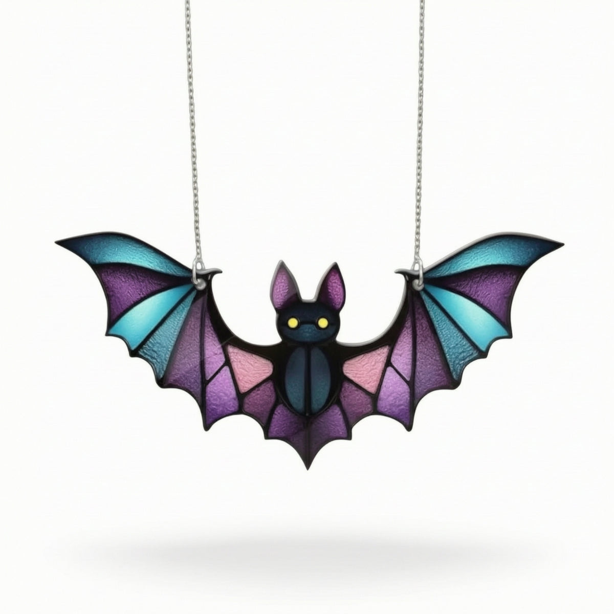 Stained-Glass Style Chiropteran Suncatcher Halloween Acrylic Chiropteran Ornament Gothic Window Decoration with Chain Spooky