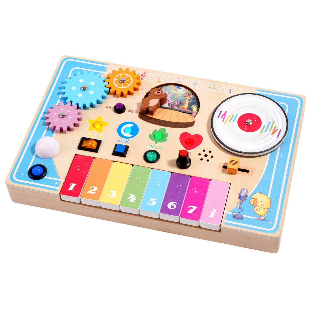 Wooden Piano Busy Board Motor Skills Kids Busy Board Toy Rounded Edges Educational Wall Toy for Home