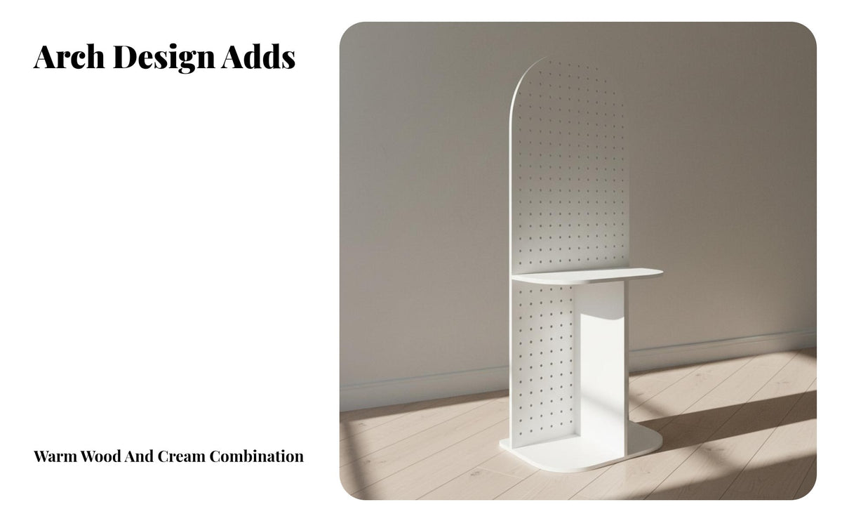Movable Arched Pegboard Divider Multi-Functional Partition Screen Customizable Layout Storage Rack Space-Saving for Apartment Dwellers, Renters, Homeowners, Entryway, Living Room, Small Areas, Bedroom