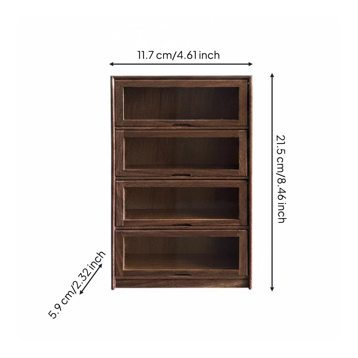 Miniature Storage Cabinet Realistic Details Dollhouse Stacking Display Case Clear View Panels Miniature Wooden Shelf Unit for Diorama