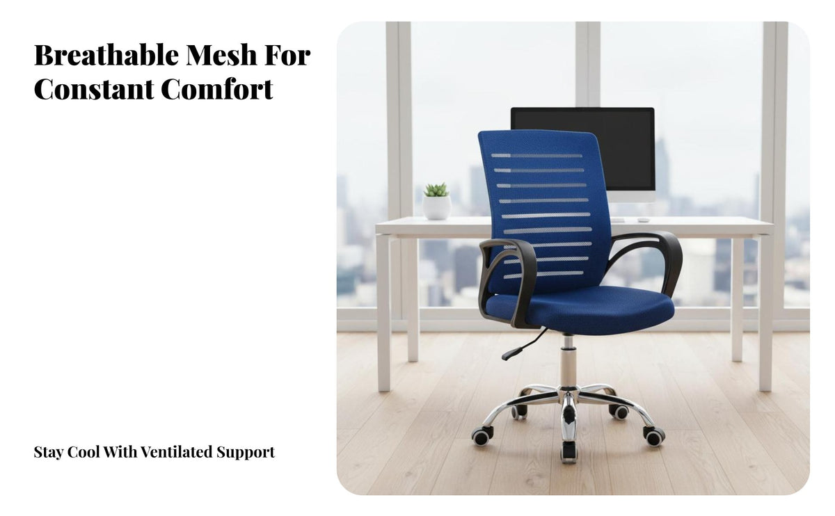 Breathable backrestrest Mesh backrest Computer Chair Height Adjustable Mesh backrest rotating Chair Minimalist Design Office Furniture effortless Rolling Casters for Students, Home Users, Remote Workers, Dorm Room, Bedroom