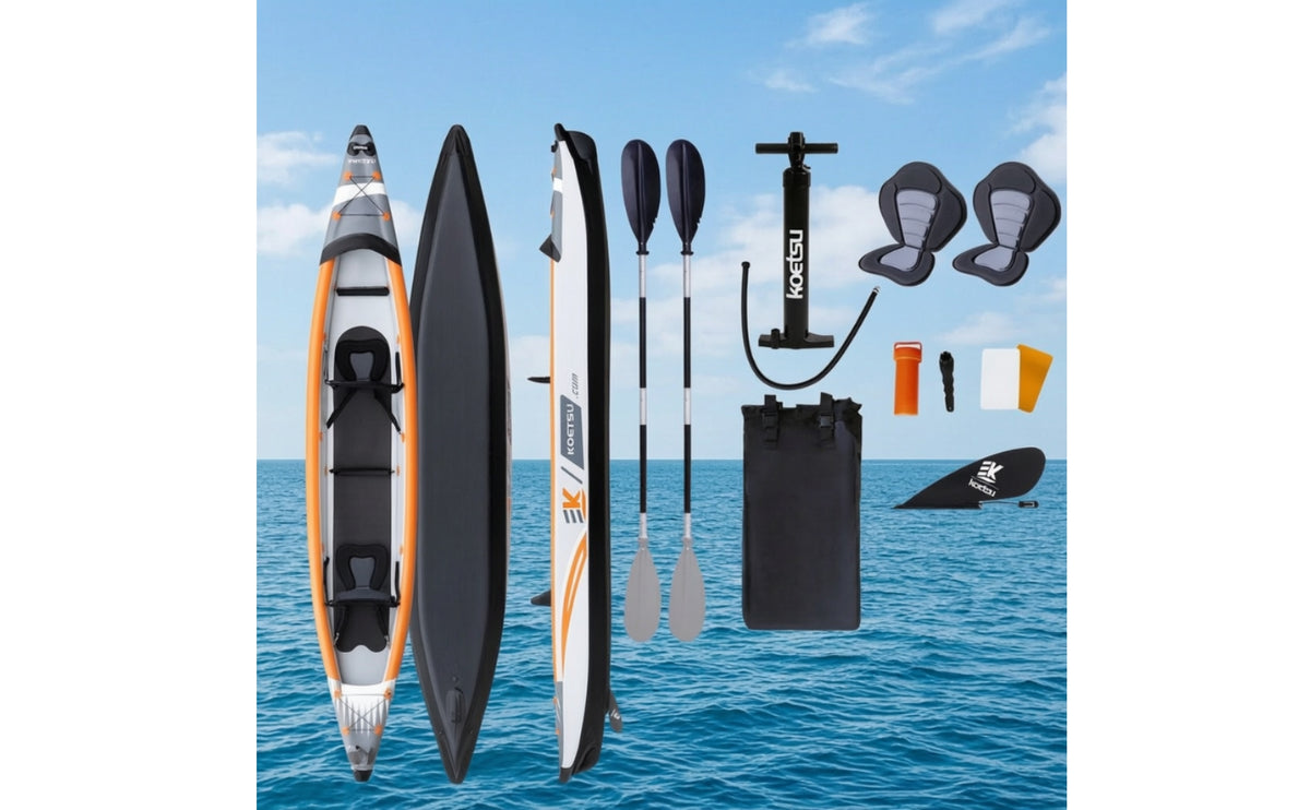 Streamlined Inflatable Kayak Lightweight Portable Kayak Heavy-Duty Paddling Craft Compact for Kayakers, Paddlers, Calm Rivers, Lakes, Recreation, Touring