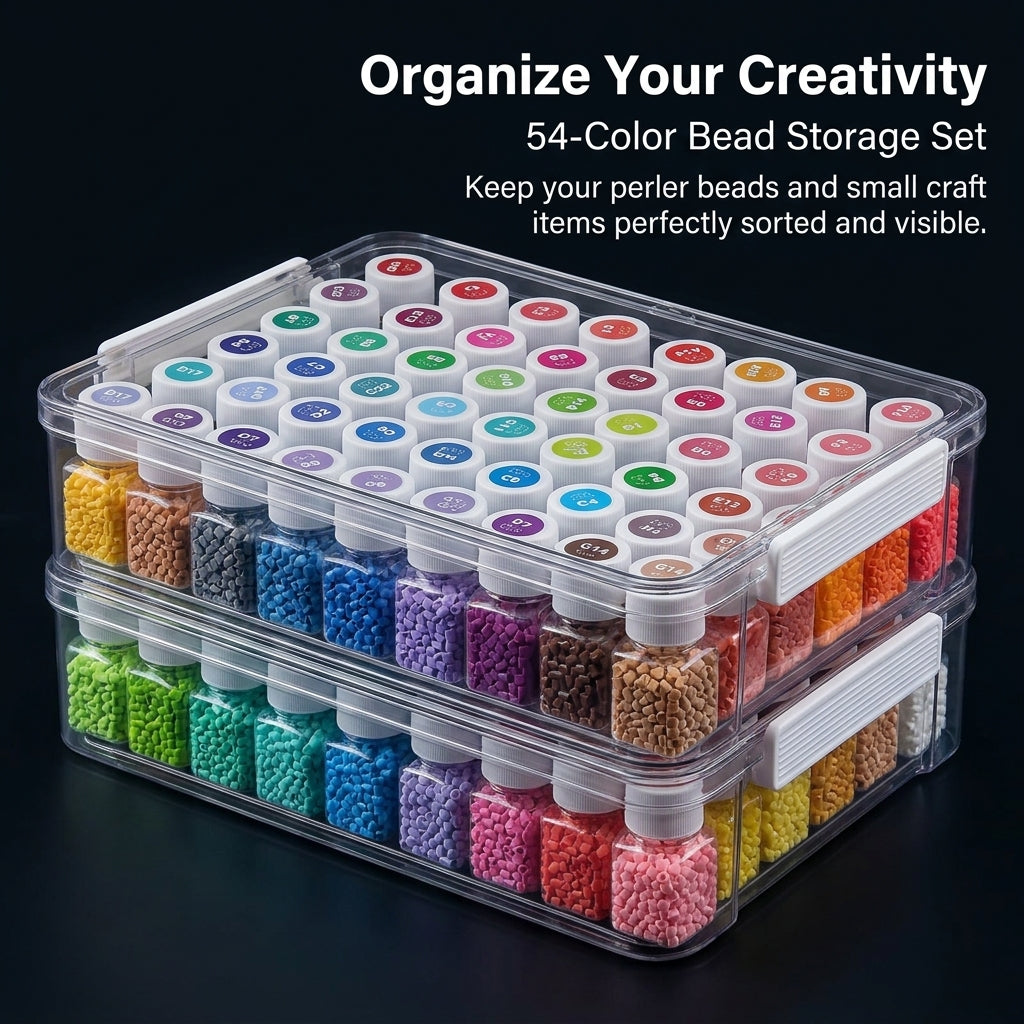 Sorting Box for Artists, Stackable Transparent Bead Container with Secure Buckle Closure, Tabletop Compartment Organizer for Craft Room