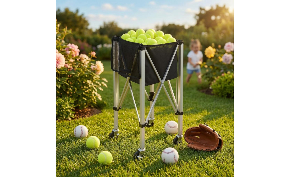 Aluminum Alloy Foldable Ball Carrier X-Shaped Frame Portable Ball Carrier Zipper Closure Sports Equipment Buckle Strap