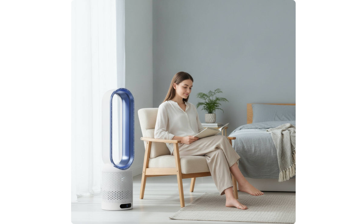 Bladeless Ventilation Fan 8-Level Bladeless Floor-Standing Bladeless Circulator-Standing Fan with Remote for Bedroom, Office, Home