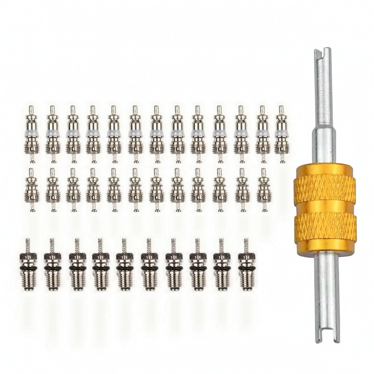36 Pieces Car Air Conditioning Valve Core Accessories with Remover Tool Car Air Conditioning Valve Core Accessories Refrigeration for Garage
