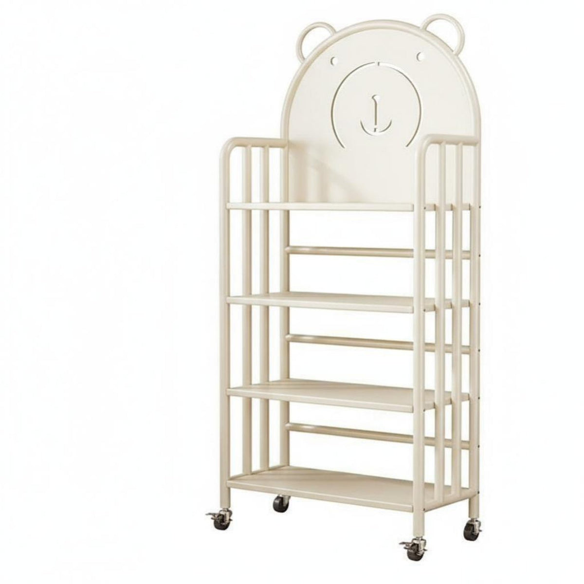 Child-Safe Design Multi-Tier Mobile Shelf Space-Saving Bear-Themed Rolling Mobile Unit Stable Frame children's Furniture Large Capacity for Toddlers, Fromice Workers, Playroom, Kindergarten, Study Room, Classroom