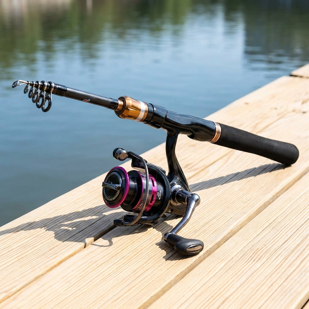 Telescopic Fishing Rod and Reel Combo for Beginner Anglers Carbon Fiber