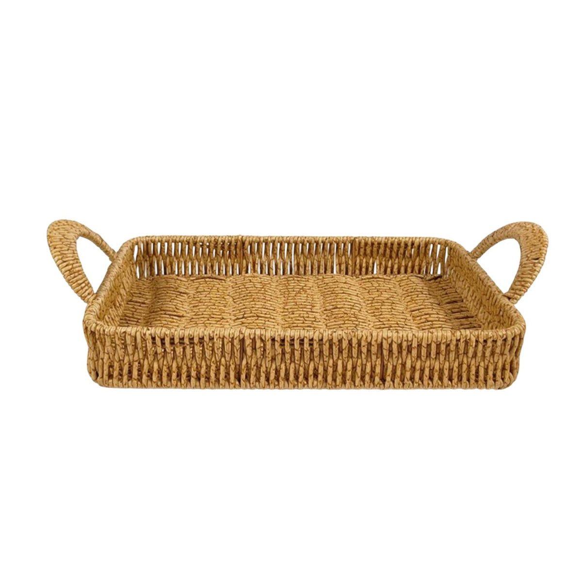 Woven Tray Basket with Handles Serving Tray with Handles Rustic Shallow Fruit Basket for Picnic