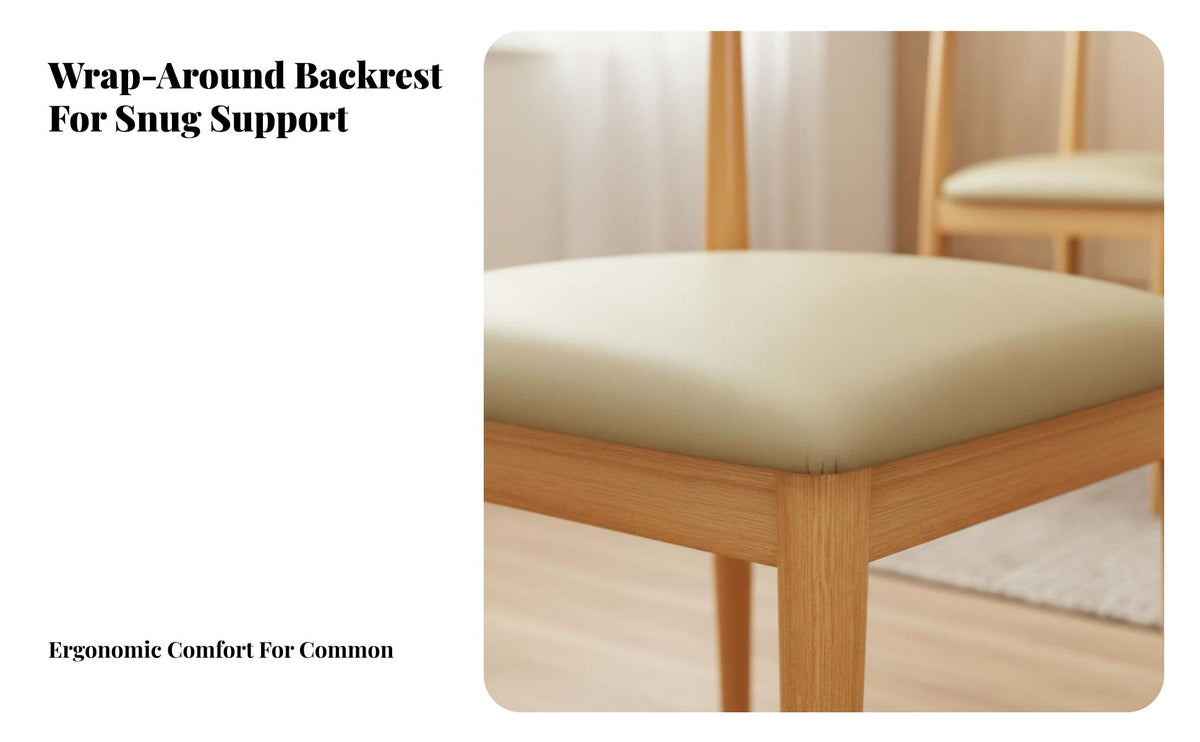 Sturdy Steel Frame Nordic Design Dining Chair Comfortable Seating Wood-Look Metal Chair Thick Cushion Home Furniture Strong Load-Bearing for Homeowners, Students, Restaurant Owners, Study Room, Bedroom