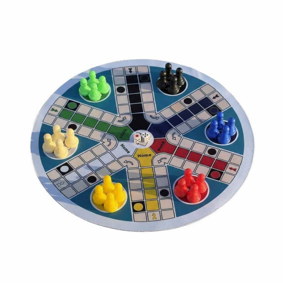 Round Flying Chess Board Portable 6 Player Ludo Game Set Skill Development Circular Board Game for Travel