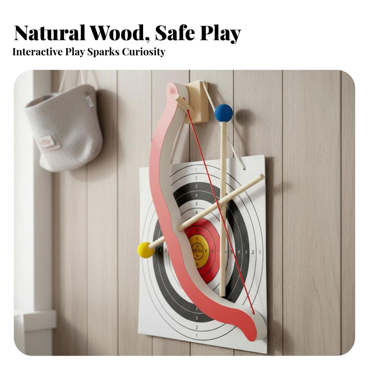 Hand-Eye Coordination Training Wooden Set Improves Concentration Kids Arrow-Launching Game Toy Set Child-Safe Design for Boys, Indoor, Park