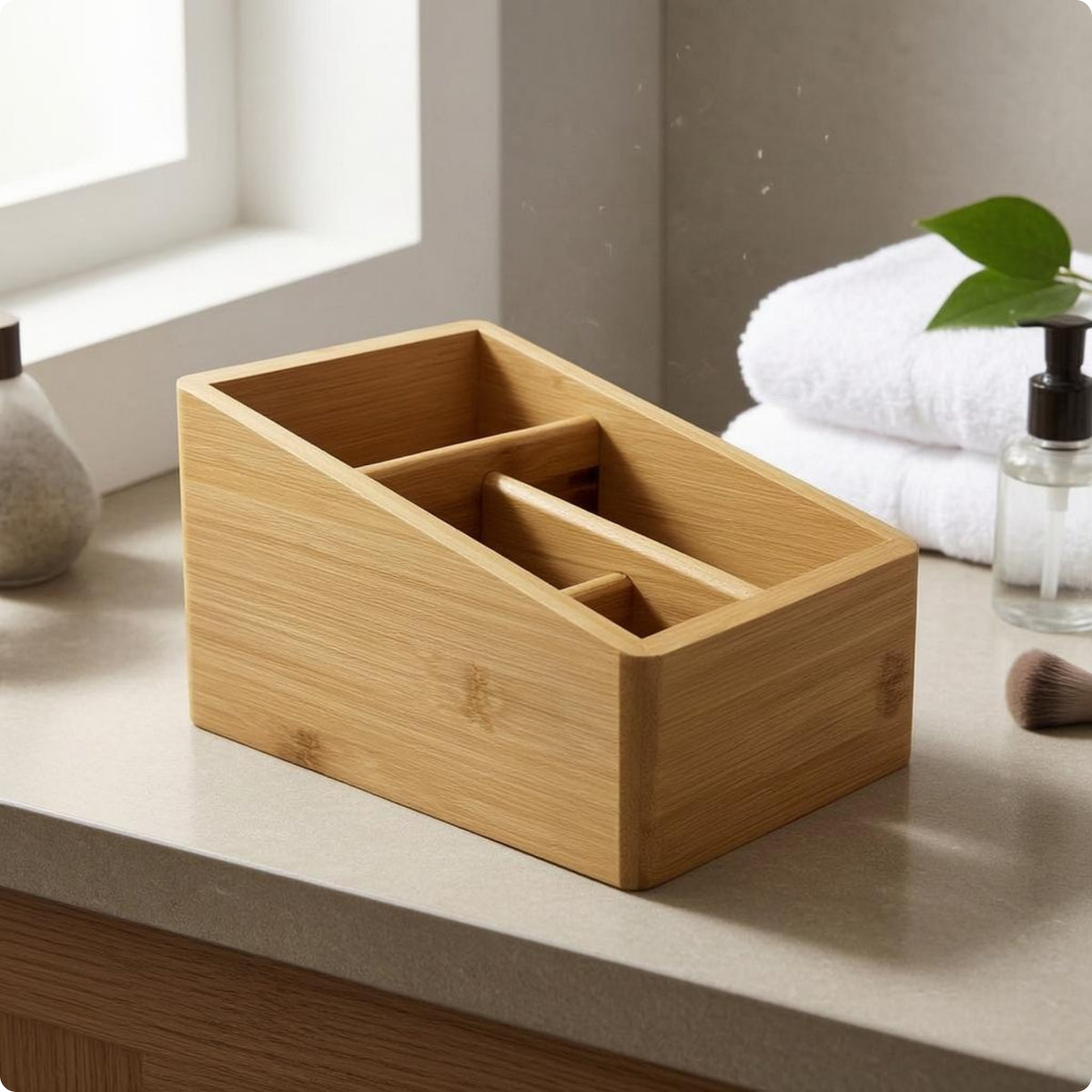 Desktop Organizer Box Wood Grain Bamboo Storage Box Small Items Bamboo Desk Drawer Organizer