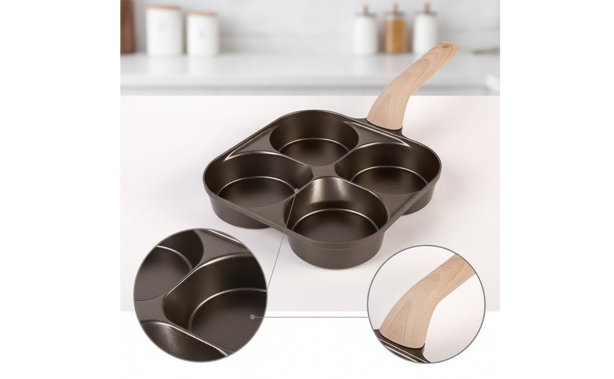 4-Cup Frying Pan Nonstick Egg Pan Ceramic Egg Skillet for Home Cooks, Families, Breakfast, Stovetop, Meal Prep