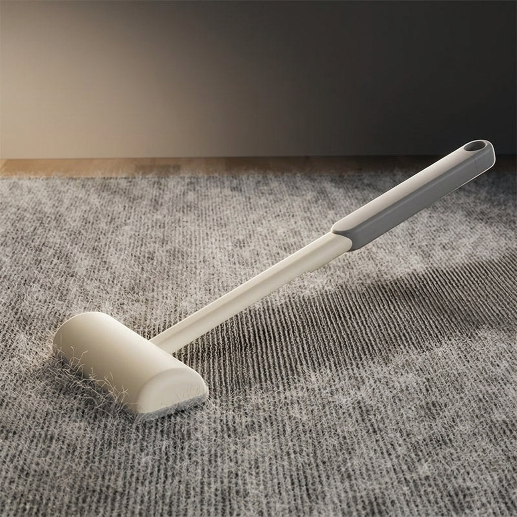 Carpet Cleaner and Pet Hair Remover with Long Handle, Upholstery Cleaner for Sofa, Square Brush Head Cat Brush and Dog Comb for Long Haired Pets