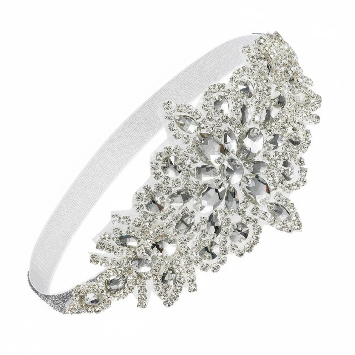 Beaded Crystal Headpiece Handmade Crystal Floral Headband Vintage Crystal Hairband Elegant Design for Women, Formal Events
