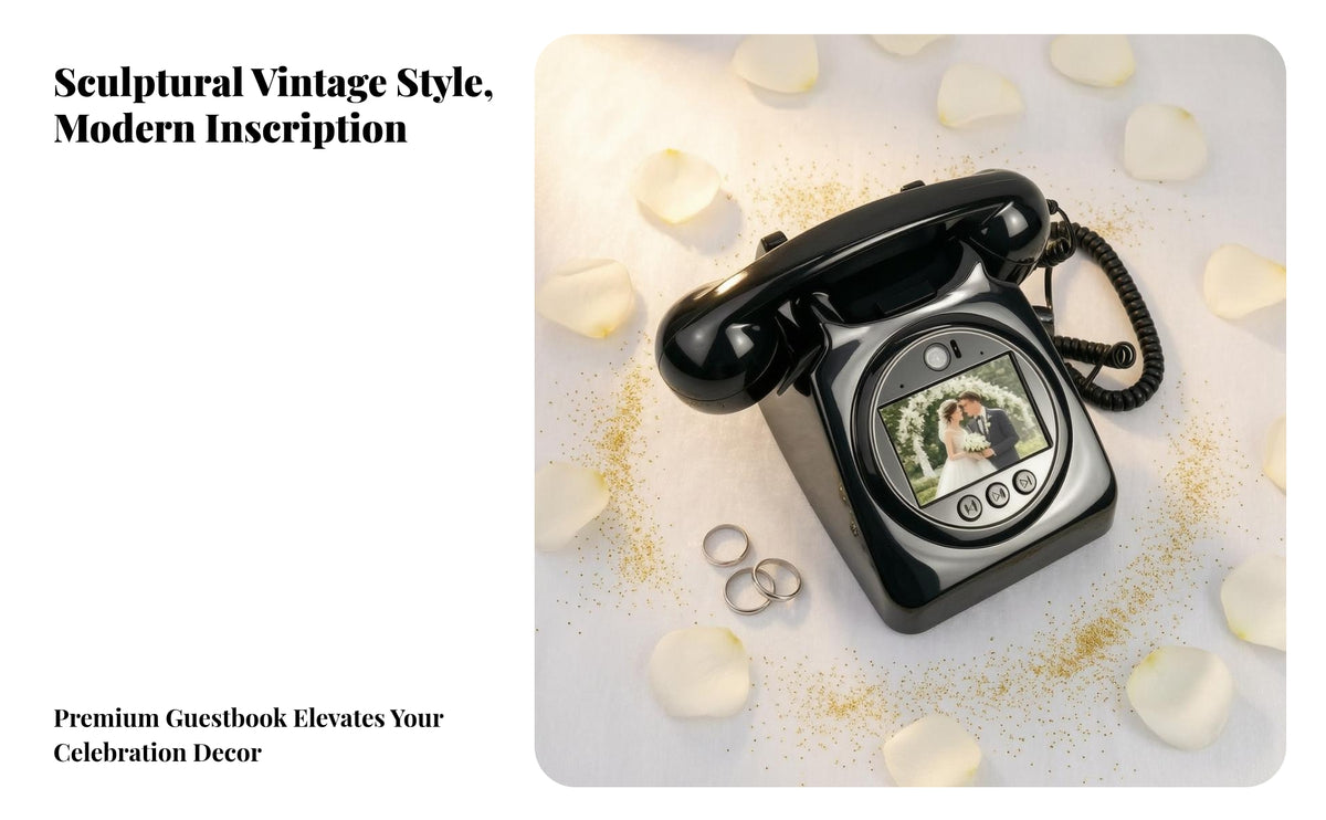 Unique Video Guest Book with Screen | Retro Telephone Design, Simple Button Controls, Video Guest Book Phone, for Weddings