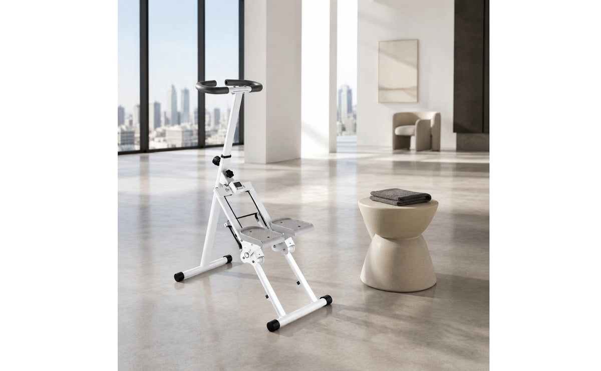 Textured Pedals Foldable Climbing Machine Built-in Display Indoor Step Climber Compact Upright Exercise Climber