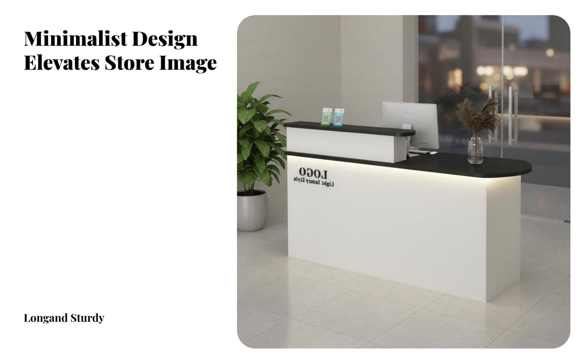 Reception Desk with Counter Minimalist Salon Design Reception Counter Easy to Clean Modern Front Desk for Business Owners, Receptionists