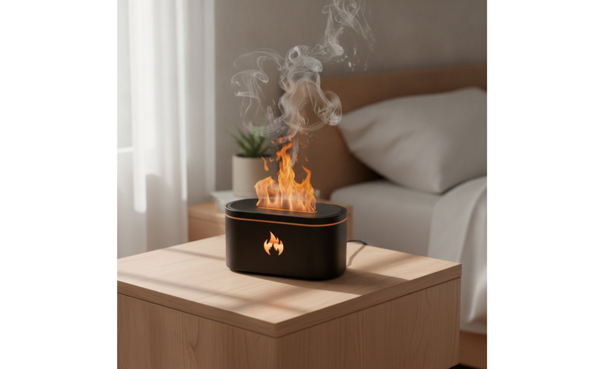 Compact Flame Aroma Dispenser Minimalist Flame Dispenser Decorative Tabletop Humidifier Realistic for Desk, Bedroom, Living Room
