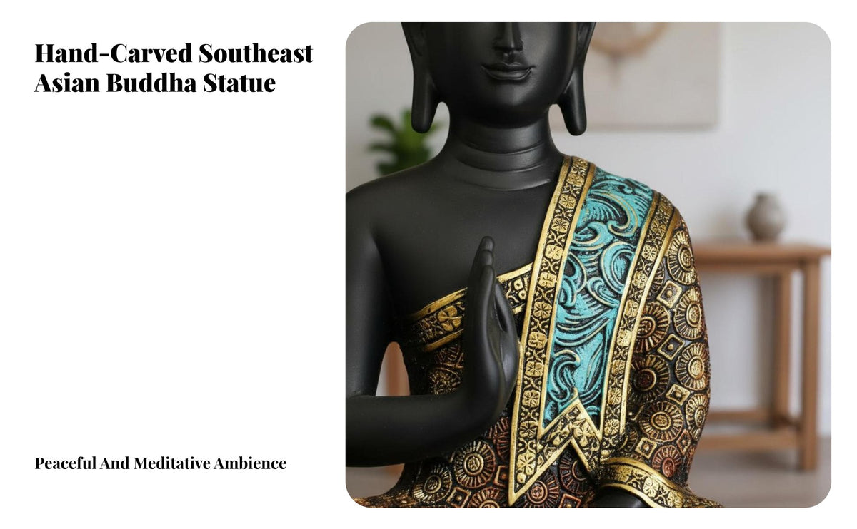 Southeast Asian Buddha Figurine Southeast Asian Design Buddha Statue Handcrafted Meditative Decor Statue for Buddhists, Spiritual Seekers