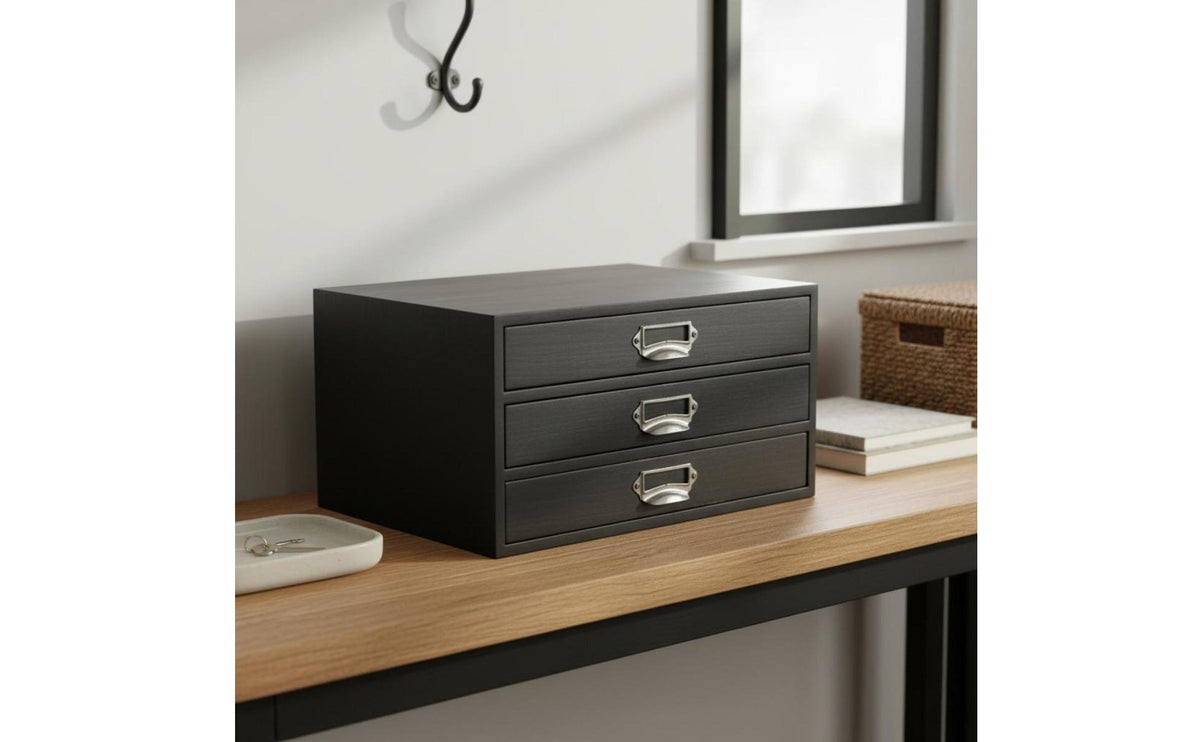 3 Drawer Wooden Organizer Handmade 3 Drawer Wooden Box Vintage Desktop Storage Multi-Functional Rustic Wood Storage Box