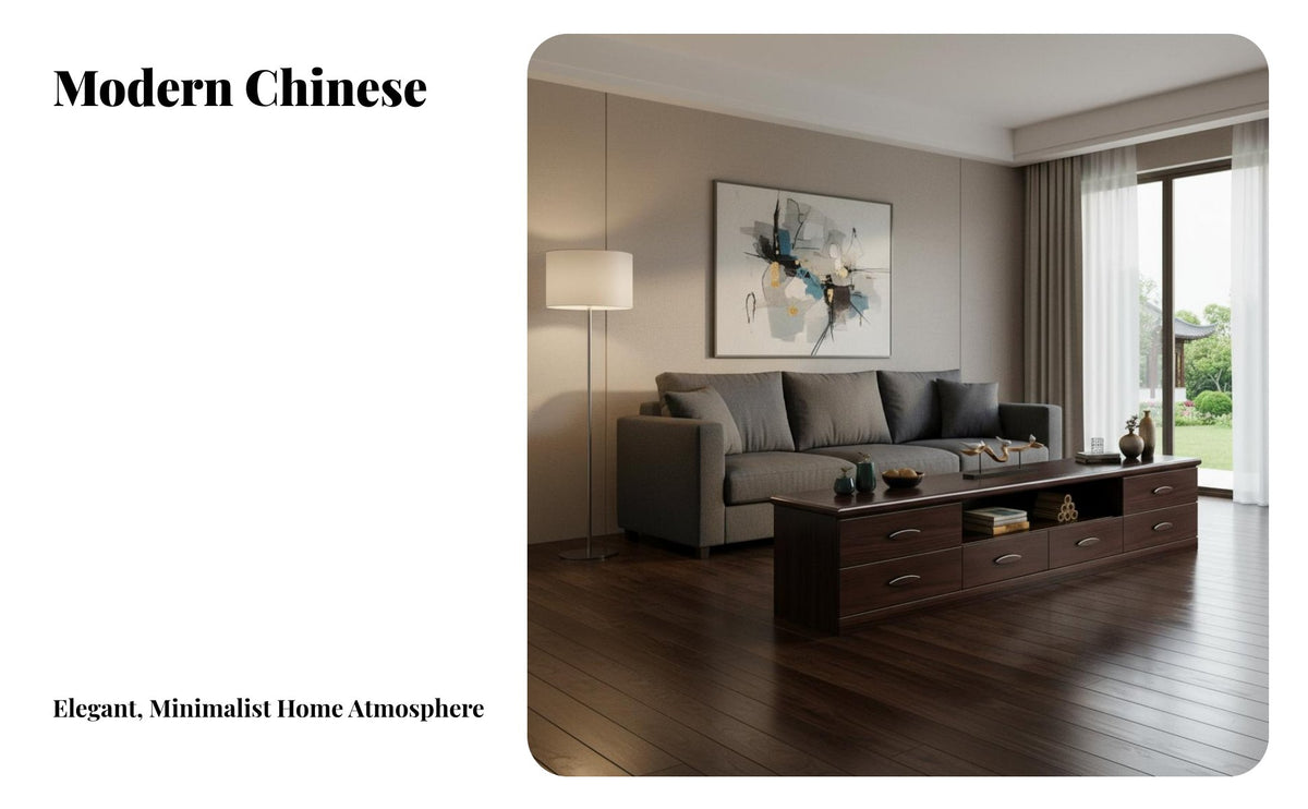 Solid Wood TV Cabinet Sturdy Construction Modern Chinese Look Television Stand Sturdy Living Room Entertainment Center for Apartment Dwellers, Home