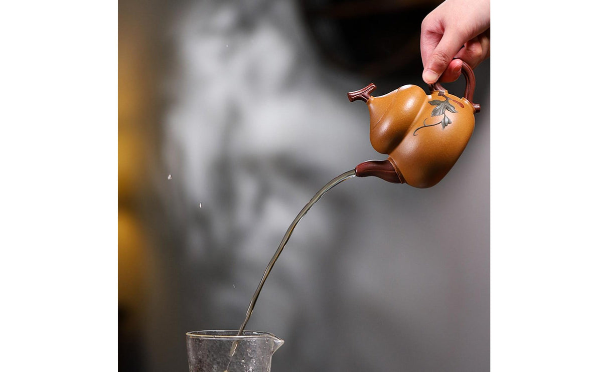 Handmade Purple Clay Teapot Certificate Included Gourd Teapot Traditional Chinese Style Ceramic Tea Pot for Collectors