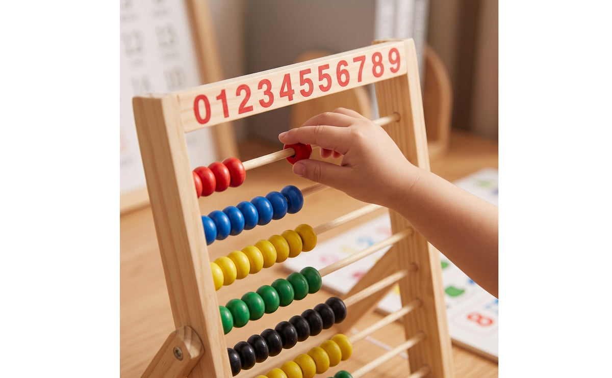 Wooden Abacus Tactile Abacus with Beads Counting Frame Sturdy Math Toy Smooth for Preschoolers, Homeschooling, Classroom