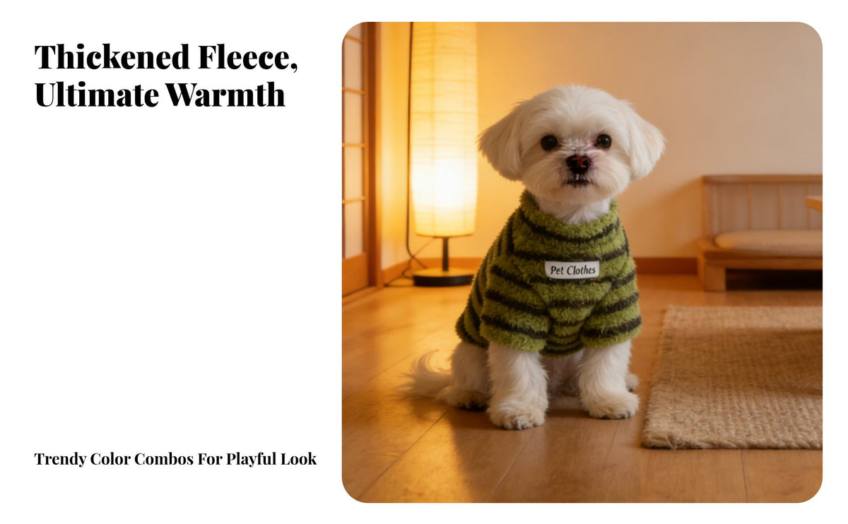 Soft & Comfortable Striped Fleece Pet Sweater Breathable Warm Dog Pullover Lightweight for Small Dogs, Young Canines, Daily Use, Indoor Wear