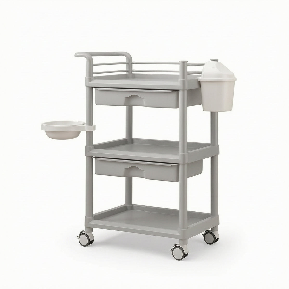 Waterproof 3-Tier Utility Cart Mobile Three Tier Rolling Cart Portable Heavy-Duty for Homeowners, Bathroom, Kitchen